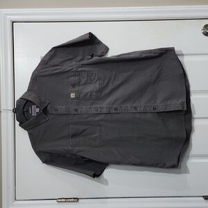 Carhartt 103555 Rugged Relaxed Flex Rigby Short Sleeve Work Shirt Gray Mens XL